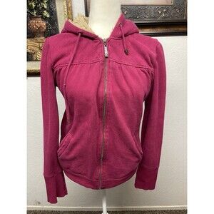 VTG Women’s Large O’Neill Pink/Magenta Sherpa Lined Zip Hooded Jacket Y2K, Torn